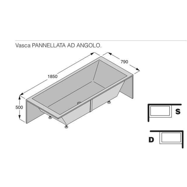 Boffi SWIM C QAWANR01 Bañera esquinera con paneles empotrados en la pared | Edilceram Design